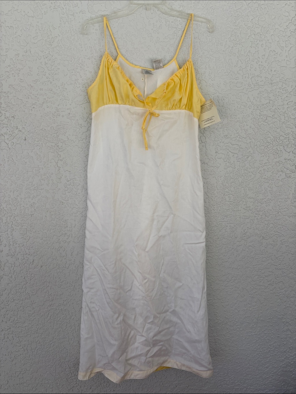 Crabtree & Evelyn Yellow and White empire gown damask cotton size L VINTAGE